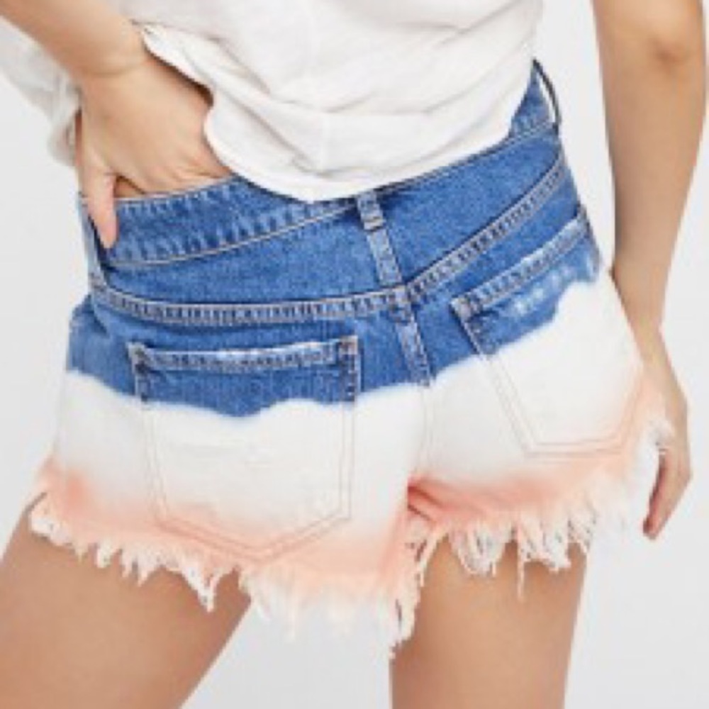 Free People Dip Dye Denim Jean Ombre mini shorts - Picture 2 of 7